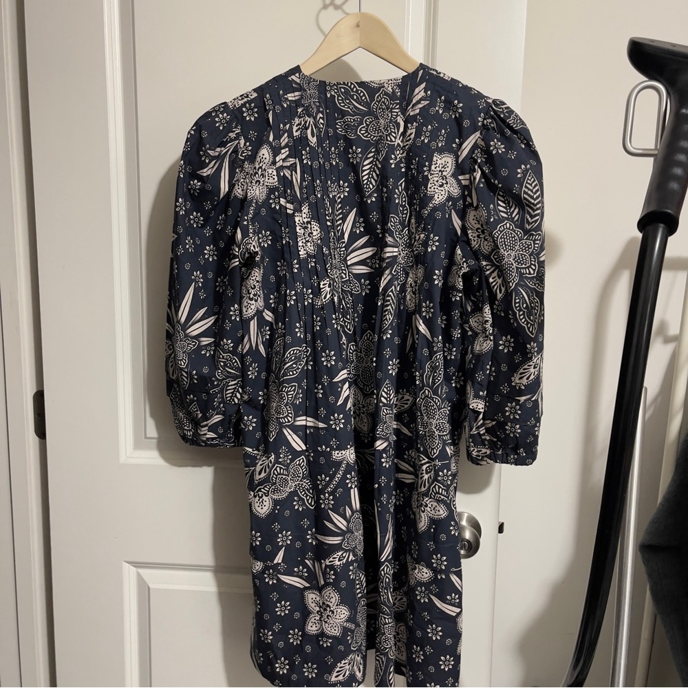 HUNTER BELL jerkins printed floral tunic dress mini L boho cotton beautiful - Picture 9 of 9
